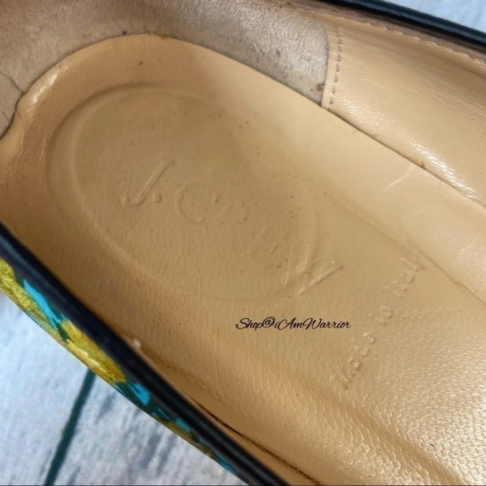 J.Crew RARE floral silk embellished bow pointed toe low heel flats/shoes